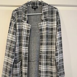 Express Women's Black and White Plaid Coat
